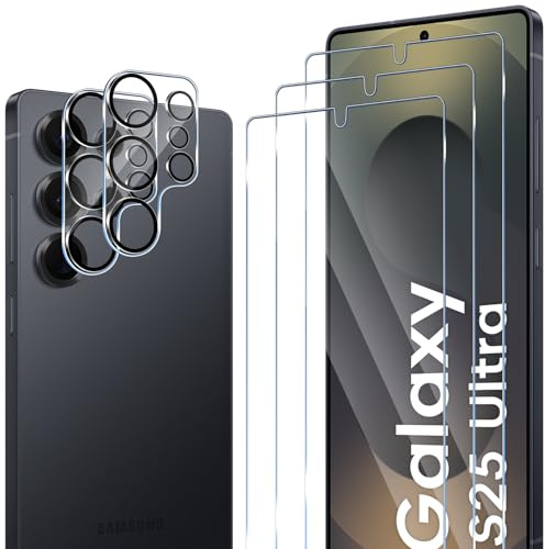 ELYCO Schutzfolie kompatibel mit Samsung Galaxy S25 Ultra für Panzerglas, 3 Stück Schutzglas & 2 Stück Kamera Schutzfolie, 9H Härte Anti-Kratzer Blasenfrei HD Klar Kameraschutz & Displayschutzfolie