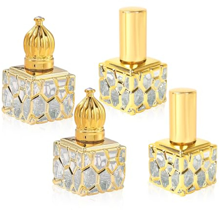 BeauFairy 4PCS 10ML Essential Oils Roller Bottles, Amber Glass Essential Oil Bottles, Roll on Bottles with Stainless Steel Ball, Travel Perfume Spray Bottle, Aromatherapy, for Facial Body Care
