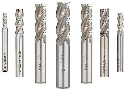 Zoll HSS Schaftfräser 4 Flöten Hartmetall Fräser Schaftfräser for CNC Bearbeitung Metallbearbeitung CNC Router Bit 5/6/8 stücke(11I16)