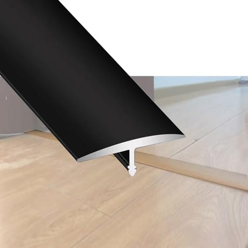 Schwellenleiste, Abdeckleisten aus Edelstahl, Aluminium-Herd-Zierspaltabdeckung, Metall-Laminat-Bodenleiste, Bodenkanten-Zierleiste for Verbinden von Bodenlücken(Black,L 90 x W 4CM(36 x 1 3/5))
