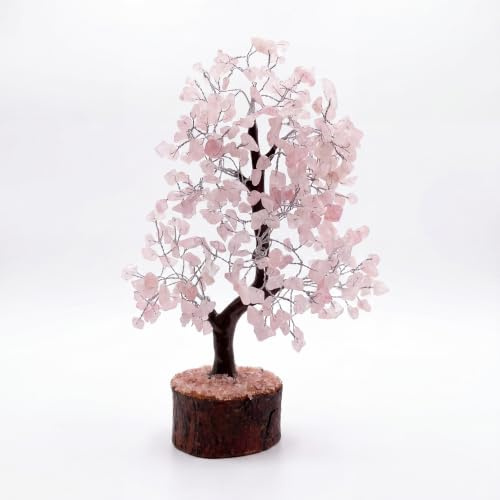 Zenith Gaia Edelsteinbaum - Kristallbaum Glücksbaum mit Echten Steinen - Rosenquarz Chakra Baum, Harmonischer Heilstein Baum, Deko Edelstein Baum Liebe und Harmonie - Steinbaum Kristalle Baum Geschenk
