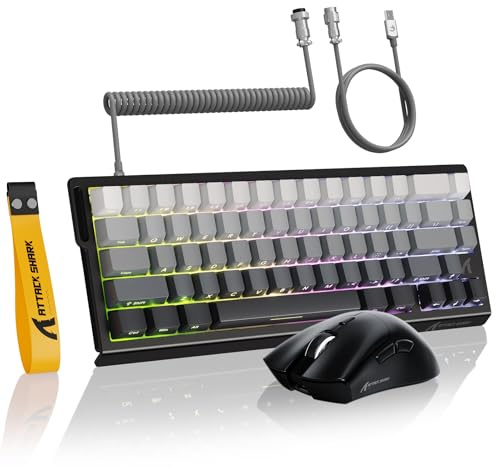 MAMBASNAKE Attack Shark X68 HE Rapid Trigger-Tastatur & R1-Maus & 8KHz-Spiralkabel Kombinationen, 0.01mm RT Accuracy, 8KHz Wired Magnetische Tastatur, R1 Kabellose Gaming-Maus, für PC/Mac–Mondnacht