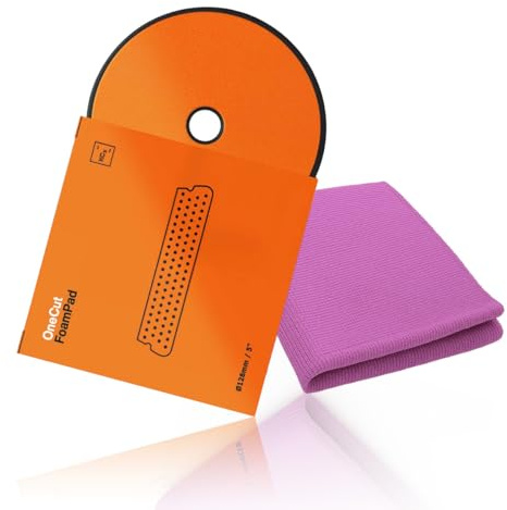 Koch Chemie One Cut Foam Pad Ø 126 x 25 mm inklusive mikrofiber mikroskuren polerduk bil polerdyna polerskum set för excentrisk polermaskin