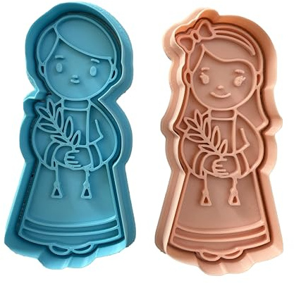 Tagliabiscotti.it - Set Bambina e Bambino mod.2 - Comunione Cresima - Cookies Cutter - Formina per Biscotti e PDZ - Stampi + Cutter - Dimensioni 10cm x 4,5cm x 1,2cm - colore casuale.