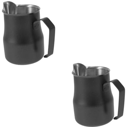 NUOBESTY 2 Piezas Espresso Milk Pitcher de Inoxidable con Espumar Leche Jarra Multifuncional de Café y Latte Art y Uso Diario