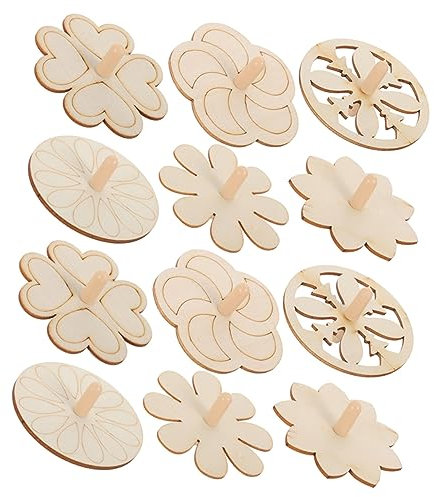 BESPORTBLE 18stücke Teiliges Holz-kreiselspielzeug Unbemalt Bemalen Stabile Holzkreisel in Verschiedenen Formen DIY Bastelspiel Für Junge Mädchen Kreatives Holzspielzeug Als Geschenk Und Mitg