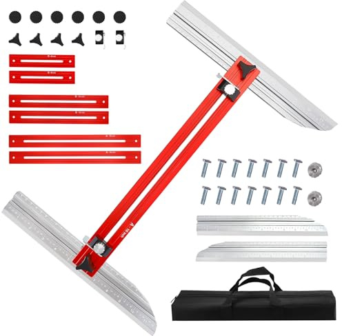 Stair Tread Template Tool, Stair Tread Template Tool Jig with Precision Scale, Adjustable Length, Aluminum Alloy Measuring Shelf Layout Tools for Stair Treads, Shelves and Drywall Installation