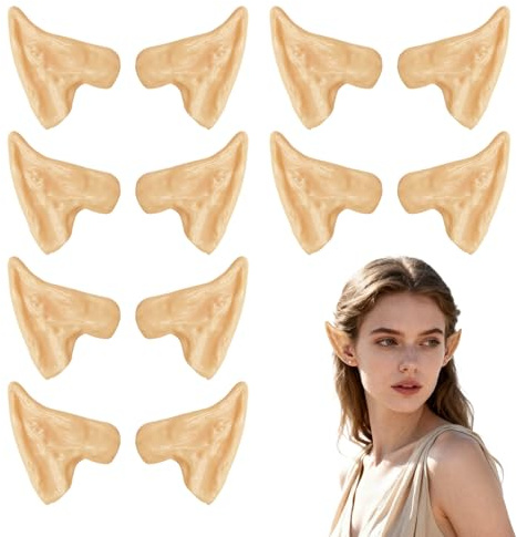 EUPSIIU 6 Paar Elfenohren, Latex Elfenohr Goblin Ohren,Fairy Pixie Elf Ohren für Kinder und Erwachsene, für Halloween Weihnachten Karneval Cosplay Verkleidung Zubehör Party Requisiten (Beige)