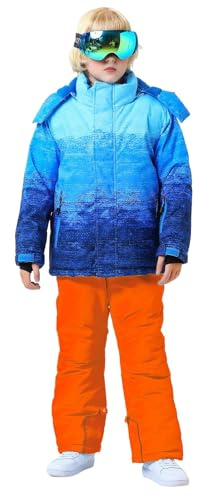 Generisk snöoverall för flickor, pojkar, 2-delat set, skidjacka med skidbyxor – vattentät, vindtät, enfärgad vinterdräkt med bra passform, apelsin, 2-4 år