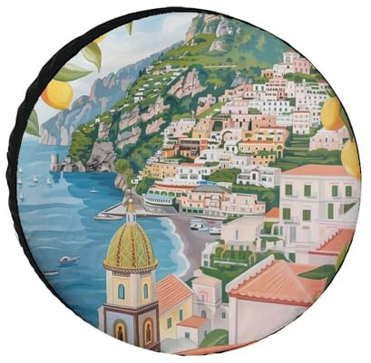 Seaside City Lemon Reifenschutzhüllen, wasserdichte Reserveradabdeckung, universell passend für Wohnmobile, SUVs, LKWs und Wohnwagen