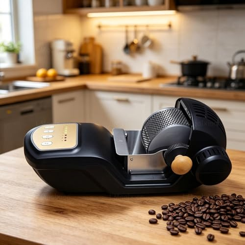 DPLXQPP Hot Air Coffee Roaster,Home Coffee Bean Roaster Machine 300g,1600w Electric Automatic Roaster with Quartz Glass Chamber,7 Adjustable Temperature Settings,Removable Basket for Even Roasting