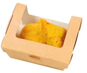 PacknWood Ensaladera Desechable de cartón kraft con ventana 10x8 cm 250 ml - Pack 250 - Ecológico Biodegradable - Hostelería Catering Take Away