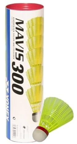 YONEX Mavis 300 Badminton Shuttlecocks (6 pieces), Yellow, Medium- Blue