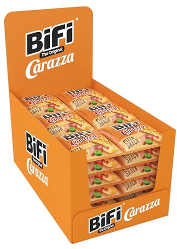 BiFi Carazza Original – 30er Pack (30 x 40g) – Pizza Snack - Mini Pizza To Go - für Unterwegs, das Büro und die Mittagspause - mit Salami, Pizzasauce und Käse
