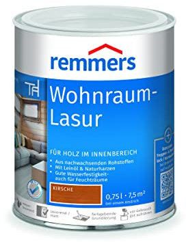Remmers Wohnraum-Lasur kirsche, 0,75 Liter, Holzlasur innen, für Möbel, Böden, Innentüren und Treppen geeignet, mit Abperleffekt