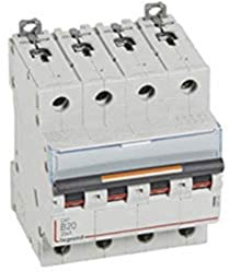 Legrand 409743 Disjoncteur DX³ 25kA arrivée haute et départ bas à vis, 4P, 400V~, 20A, courbe B, 4 modules