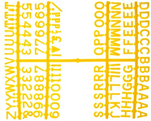 Beaumont 12mm Letter Set (660 Characters) Yellow - Plastic Letters for DIY Messages, Menu Bords, Kitchen Notes, Ideal for Cafes, Pubs, Restaurants