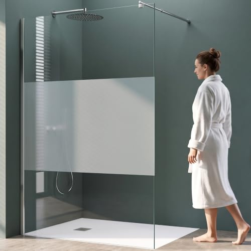 Mai & Mai Duschwand für Dusche Duschabtrennung 150x200cm Walk-In Dusche | Duschtrennwand 8mm ESG-Sicherheitsglas NANO Milchglas BRAM1 Bremen01MS