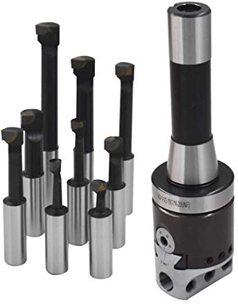 WFLNHB 2 Inch Boring Head R8 Shank 9pcs 1/2 Inch Carbide Boring Bar Set milling Machine Boring Head Set