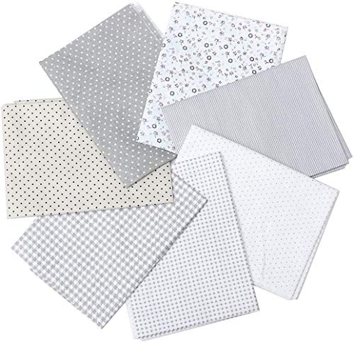 7 Stück 50cm * 50cm Grau Baumwollstoff Baumwolltuch Stoffpakete Patchwork Stoffe Baumwolle Stoffreste Paket DIY