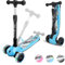 YOLEO Kinder Roller Kinderscooter Dreiradscooter mit LED Räder, Reaktionsschnelle Bremsen, 4 Höhenverstellbare, Faltbarem Lenker, bis 50kg Belastbar, für Kinder Mädchen Jungen ab 3 Jahre(Blau)