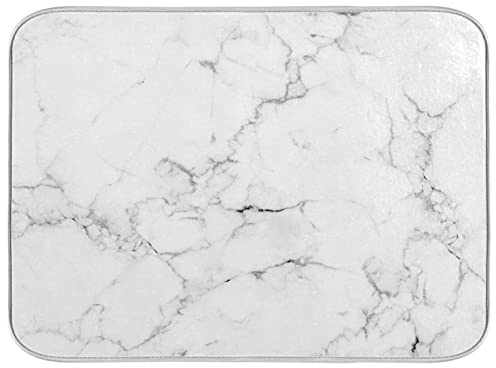 Absorbent Dish Drying Mat for Kitchen Counter - Marble Print Microfiber Drying Pad, Reversible Drainer Mats for Countertop, Large 18 x 24 inch