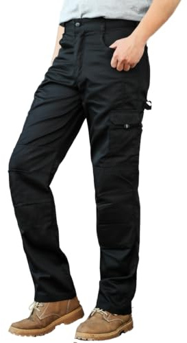 WORK IDEA - Pantaloni Cargo da Lavoro da Uomo, con Tasche Interne al Ginocchio