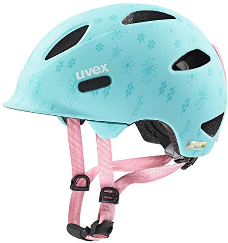 uvex oyo style - leichter Fahrradhelm für Kinder - individuelle Größenanpassung - erweiterbar mit LED-Licht - flowers cyan matt - 50-54 cm