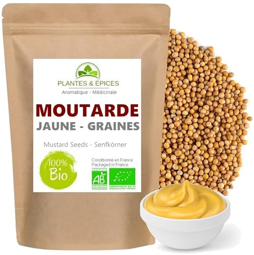 Moutarde Jaune en Graine naturelles 250g - Idéal Recette Moutarde Maison à l'Ancienne - Sachet Fraîcheur Biodégradable Refermable (250)