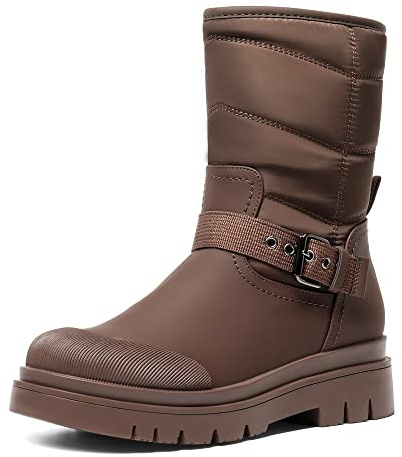 DREAM PAIRS Stivali da Neve da Donna con Suola Spessa Stivali Invernali con Pelliccia Caldo Scarpe Boots All'aperto Comodi,Size 36,Marrone,SDSB2202W-E