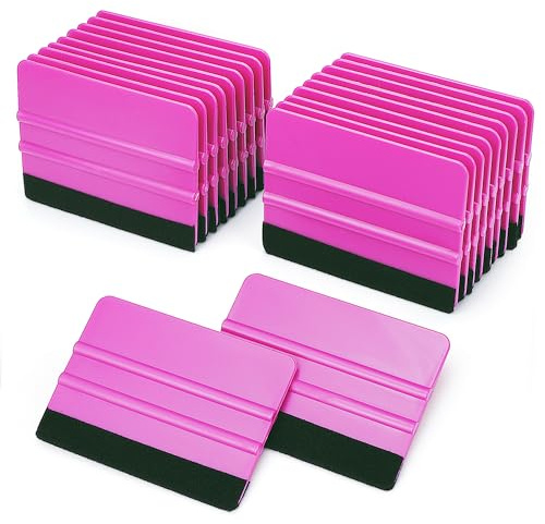 Lunbengo 20 Piece Car Wrap Plastic Squeegee, 10 * 7cm Window Tint Squeegee Film Tools, Felt Edge Squeegee Decal Wallpaper Applicator, Purple