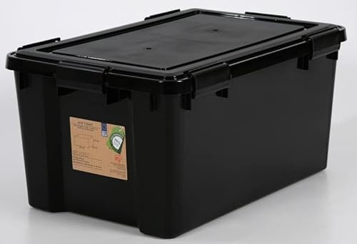 Solent Plastics 1 x 50 Litre Extra Large Weathertight Airtight Black Plastic Damp Area Dry Storage Box! 59cm x 39cm x 29cm - Hermetically Sealed Removable Lid!
