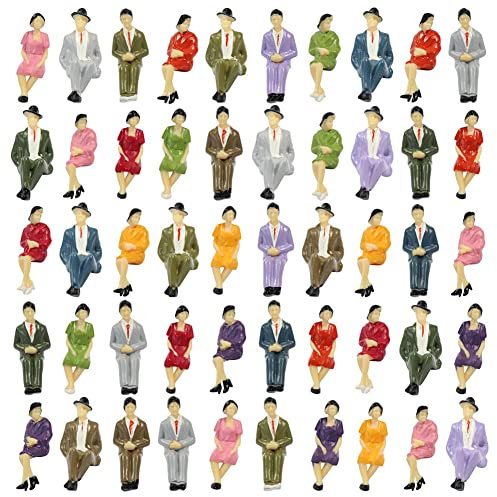 48 Stück sitzende Figuren im Maßstab 1:32 Modellfiguren People Track 1 Painted Multicolor Modellbau Figuren zubehör für Modelleisenbahn Trains Architectural Scenery Railway Layout