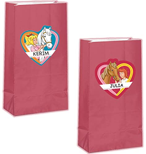 Carpeta 12 Partytüten + 12 Namensschilder für Mitgebsel zum Kindergeburtstag und Mottoparty | Geschenktüten Mitgebseltüten Tüten Kinder Geburtstag, Edition: Bibi und Tina