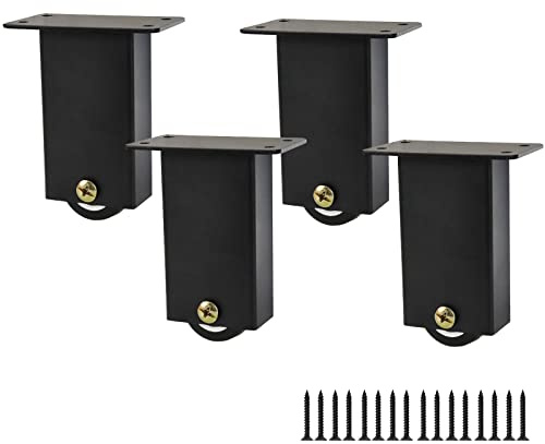 FarBoat Möbelfüße aus Stahl mit Rollen, bewegliche Beine für Sofa, TV-Schrank, Couchtisch, Schreibtisch, Höhe 10,2 cm, Schwarz, 4 Stück