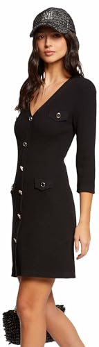Morgan Vestido de punto ajustado manga 3/4 Negro L