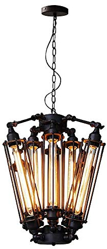 ANIFM Iluminación Colgante Negro Industrial Loft Steampunk Luz de Techo de Acero Candelabros industriales Accesorio Decorativo con 8 Luces Comfortable Anniversary