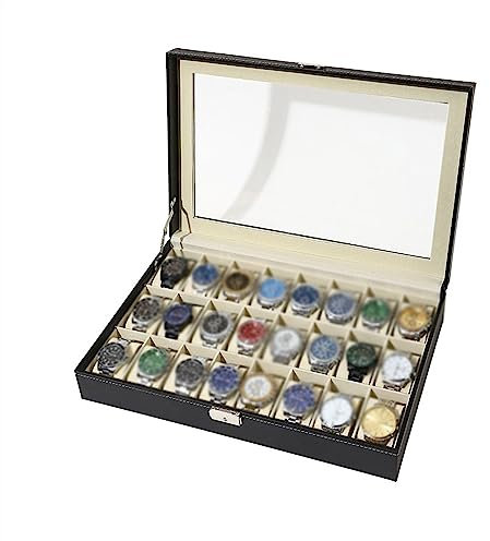 CLoxks Uhren Aufbewahrungsbox Uhren-Display-Box mit 24 Fächern, großes Fassungsvermögen, Schmuck-Sammelbox, Uhren-Organizer (außer Uhren) Uhrenbox