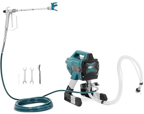 MSW-HSPR-650 Airless-Farbsprühsystem 1,4 l/min 180 bar 7,5 m Schlauch 650 W Hochdruck-Kolbenpumpe Farbsprühgerät Fassadenfarbe Latex Grundierung modular aufgebauter Farbsprüher