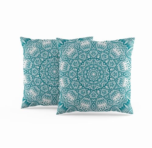 ggaimwf marockanska kuddöverdrag 50 x 50 cm turkos etnisk boho-kuddar indisk stil abstrakt mandala arabesk meditation hippie modernt kuddöverdrag för soffa vardagsrum säng örngott set med 2