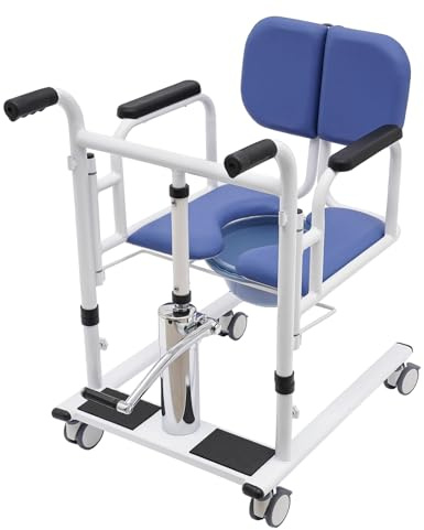 Hydraulischer Patientenlifter Rollstuhl, Tragbarer Medizinischer Patiententransferstuhl Badezimmer-Rollstuhl Hydraulischer Patientenlifter, Patientenlift-Rollstuhl mit 180° geteiltem Sitz