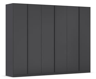 Rauch Möbel MONOSTAR, Kleiderschrank, Farbe Grau metallic, Breite 271 cm | Schrank, Garderobenschrank, 6-türig, Zubehör Basic, für Schlafzimmer, Kinderzimmer, Jugendzimmer, Garderobe, Flur