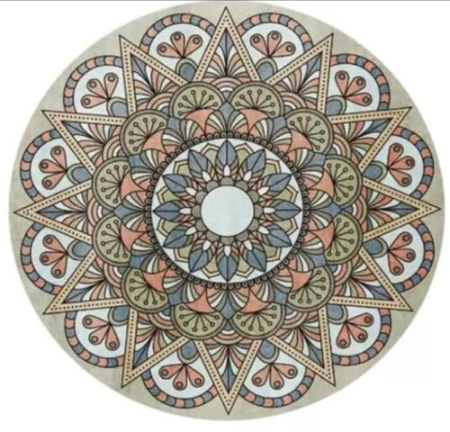 PASPRT Teppich Print Round Carpet Living Room Anti-Slip Rug Coffee Table Foot Pad Bedroom Floor Mats Bay Window Chair Mat 160Cm