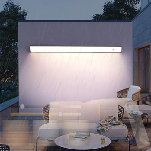 GZZBMY LED Wandleuchte Außen mit Fernbedienung Wandlampe Dimmbare&10% - 100% Modern Rechteckig IP65 Wasserdichte Wandleuchten Garten Wandbeleuchtung Balkon Veranda 2700K-6500K (120cm)