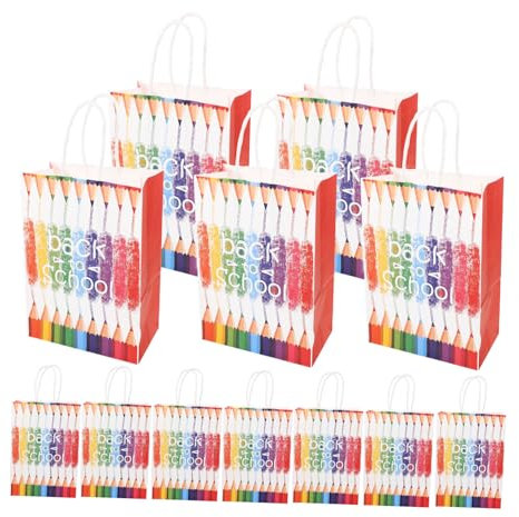CIYODO 12 Papier Geschenktüten Mit Griffen Schulgeschenktüten Für Klassenzimmer Partyzubehör Für Bonbon