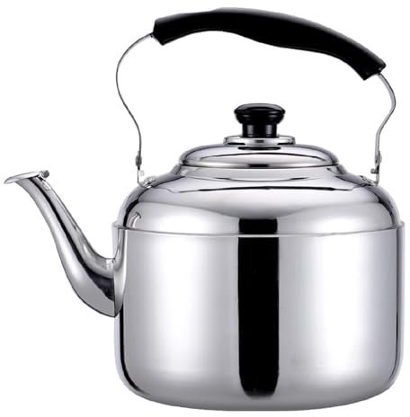 Théière en acier inoxydable, bouilloire à thé sifflante, théière for cuisinière à gaz électrique à induction, intérieur et extérieur(4L)