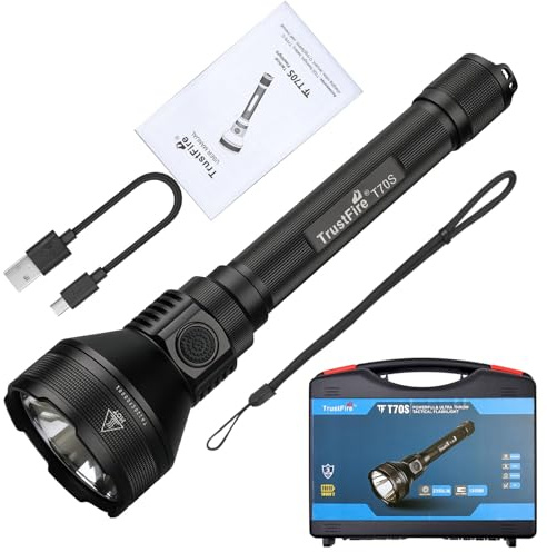 TrustFire T70S Linternas Led Alta Potencia 2350 Lúmenes, Profesional, IPX8, 1050 Metros Linterna de Rifle Largo Alcance, Linterna Caza Profesional Largo Alcance Pesca, Caza, Camping