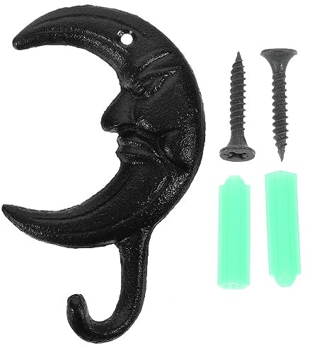 KOMBIUDA Dekorativer Eisenhaken Für Wandmontage Mondförmiger Wandhaken Aus Gusseisen Mehrzweckhaken Für Handtücher Mäntel Und Hüte Vintage-design Für Badezimmer Küche Und