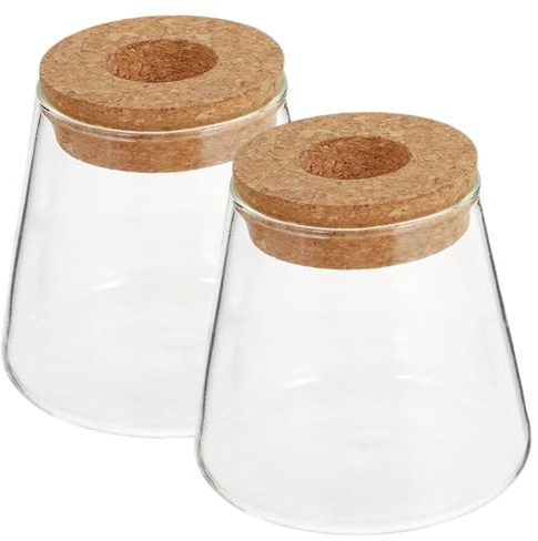 Lot de 2 vases de propagation pour plantes, pots de propagation en verre avec couvercle en bois réutilisables pour la culture de plantes hydroponiques