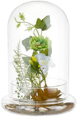 PH PandaHall 21x15cm Glasglocke Mit Sockel Transparentes Terrarium Für Pflanzen Glaspflanzgefäß Displaykuppel Für Kakteen Sukkulenten Tischdekoration Kein Luftloch